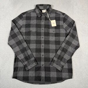 Faherty Shirt Mens Large Gray Black Buffalo Plaid Legend Sweater Button Up New